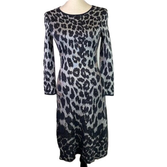 Naeem Khan NK32 Animal Print Dress Size S/M Fitted Bracelet Length Sleeves - Picture 1 of 12